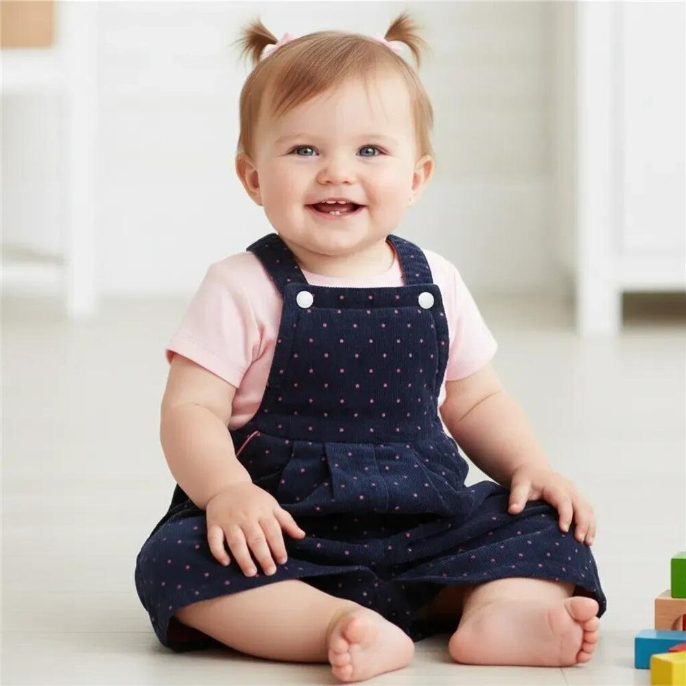 Obaibi Polka Dot Corduroy Shortalls 12 Months (74 cm)